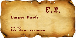Barger Manó névjegykártya